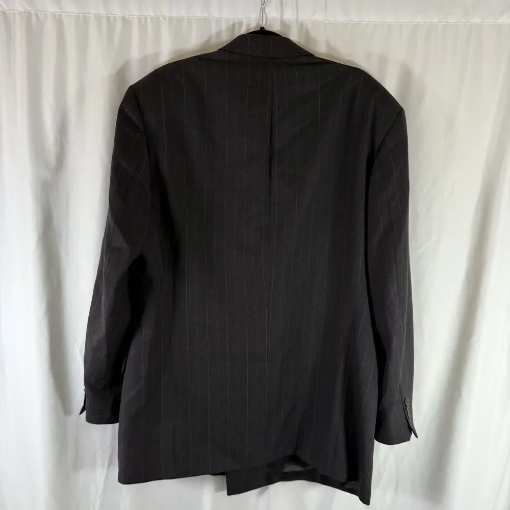 Hugo Boss Wool Zeus Blazer Men's 46L Super 100 Black Striped Sigle Button